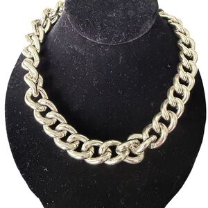 Elegant Vintage Chunky Silver Plated Chain Necklace 17”